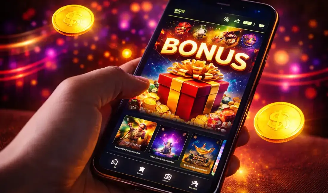 A casino bonus shown on a phone