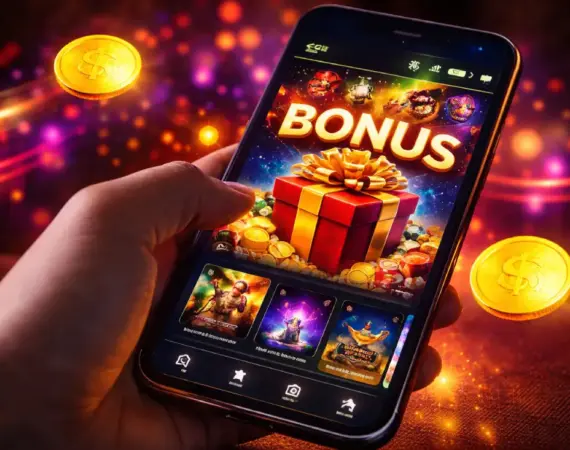 A casino bonus shown on a phone