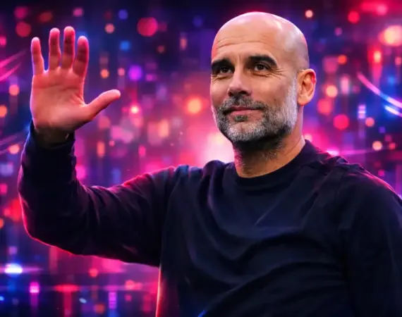 Pep Guardiola waving to the crowd